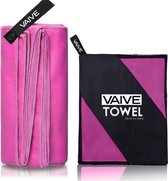 VAIVE Microvezel handdoek - Strandlaken 100x200 - Badlaken - Reishanddoek Sneldrogend - Roze