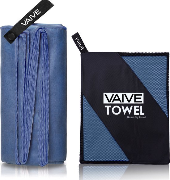 VAIVE Microvezel handdoek - Strandlaken 100x200 - Badlaken - Reishanddoek Sneldrogend - Blauw
