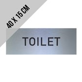 Deurbord geborsteld aluminium | "Toilet" | 40 x 15 cm | Luxe uitvoering | Dikte: 3 mm | WC | Toiletten | Deurbordje | Bord | Zakelijk | Bedrijf | 1 stuk