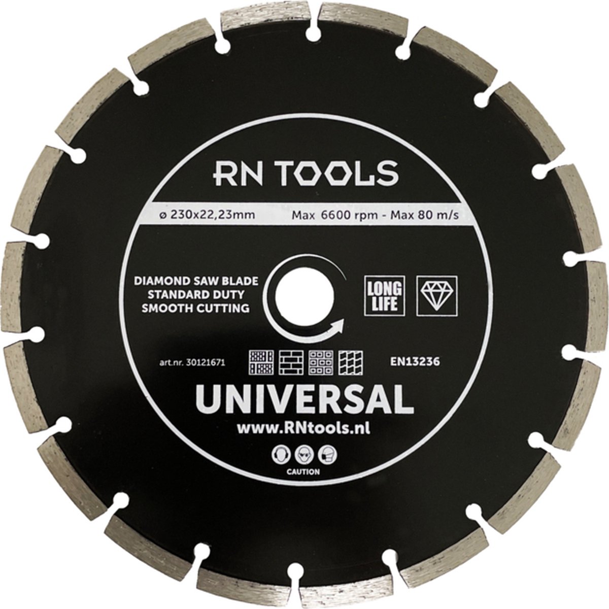 RNtools Diamantschijf 230 mm - Universeel - diamantzaagblad voor beton, steen & klinkers