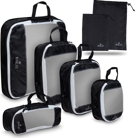 Lot de 7 sacs à vêtements Cube en 7 tailles Imperméable et léger Compressible  Valise
