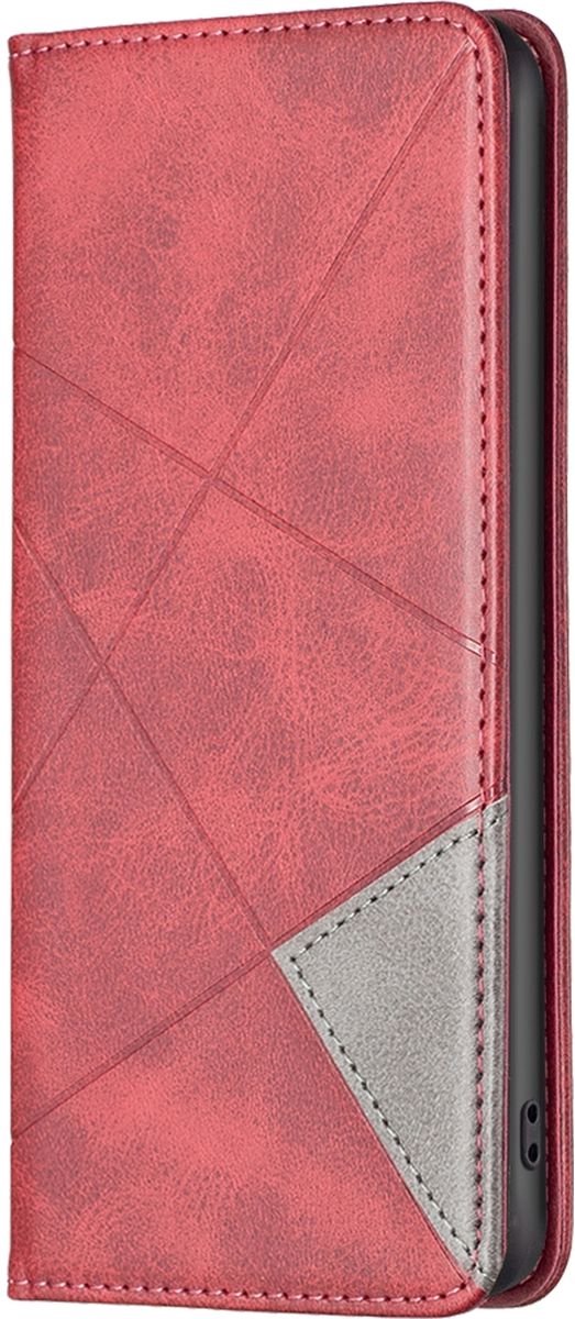 Mobigear Telefoonhoesje geschikt voor Realme GT Neo 3 Hoesje | Mobigear Rhombus Slim Bookcase | Pasjeshouder voor 2 Pasjes | Telefoonhoesje voor Pinpas / OV Kaart / Rijbewijs - Rood