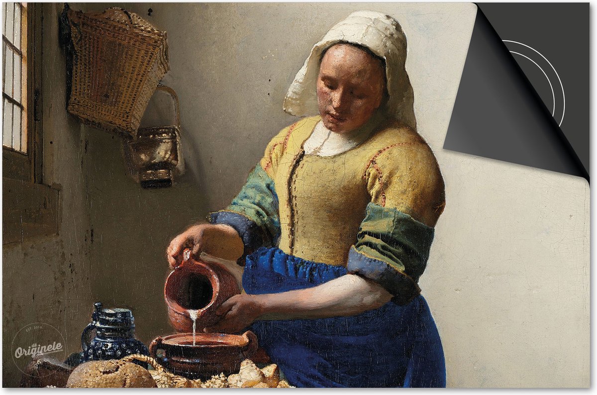 Inductie beschermer 71x52 - afdekplaat inductie mat - Dietrix Kookplaat beschermer - DELUXE - Oude Meesters - Johannes Vermeer Het Melkmeisje