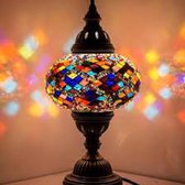 Lampe de table - Lampe mosaïque - Lampe turque - Ø 19 cm - Hauteur 34 cm - Fait main - Lampe marocaine - Lampe orientale - Authentique - Multicolore