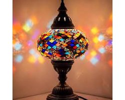 Turkse tafellamp met mozaïek bol van 13 cm multicolour - Oosterse tafellamp - Sfeerverlichting Online - Turkse Lampen Online