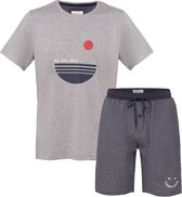 Phil & Co Shortama Heren Korte Pyjama Set Grijs - Maat XL