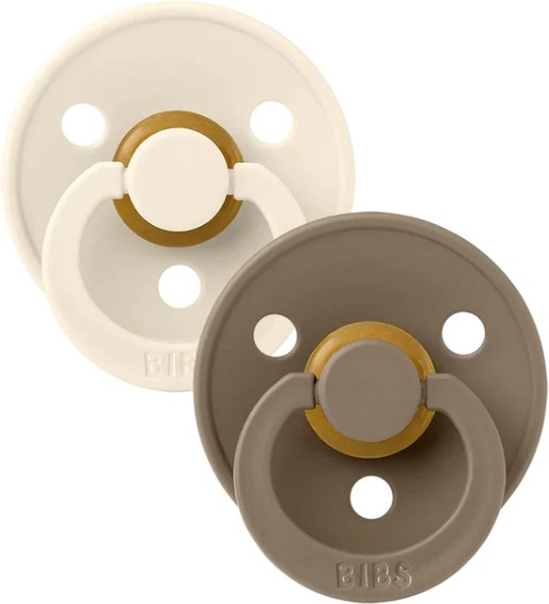 Goedkoopste BiBS - Colour Pacifier - Maat 1 - Fopspeen - 2 stuks - Dark Oak / Ivory