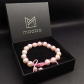 Mooijo Shamballa Zoetwaterparel armband roze