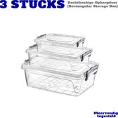 Hobby life - Set de 3 boîtes alimentaires/bocaux/boîte de rangement avec couvercle clip - 06/1,2/2 litres