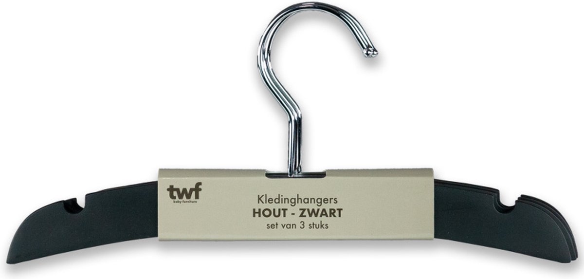 TWF Kledinghanger - 3 Stuks - Hout Zwart