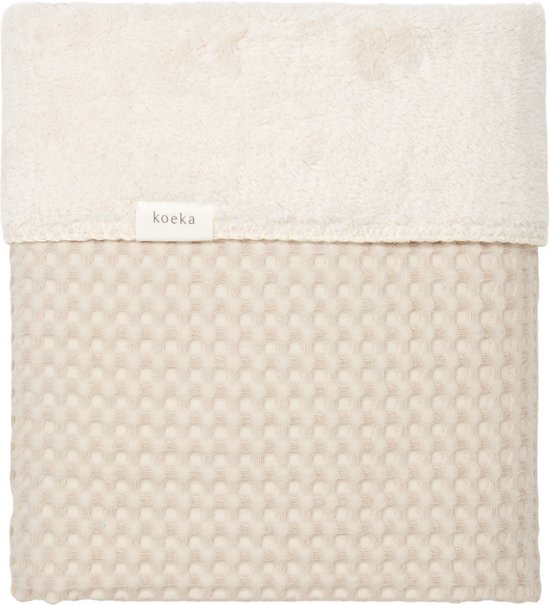 Koeka baby ledikant deken Oslo - wafelstof met teddy - zand - 100x150 cm