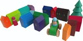 Bouwblokken Kleine Houten Huisjes 14-delig|montessori speelgoed regenboog kleur