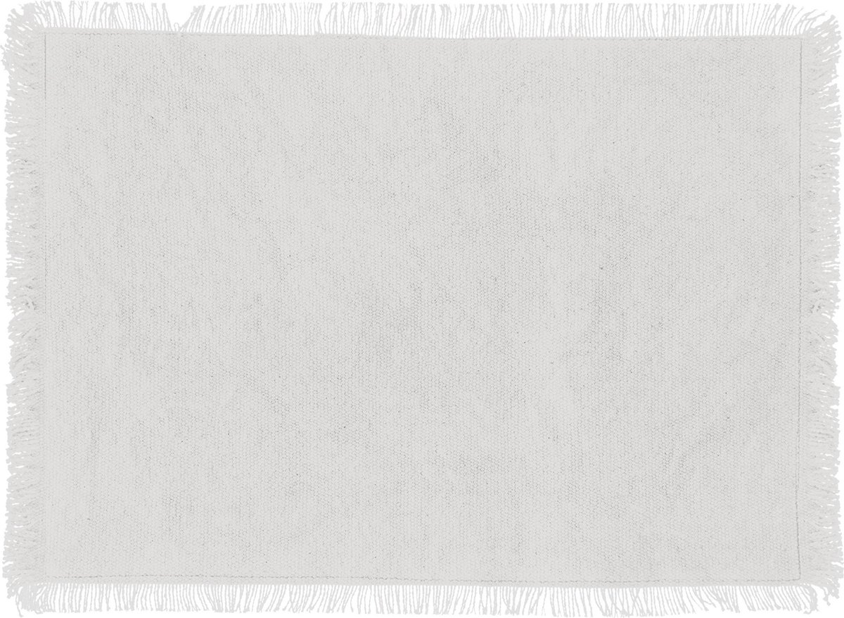 Secret de Gourmet placemats Kenya - 1x - wit - 45 x 30 cm - katoen - met franjes