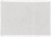 Secret de Gourmet placemats Kenya - 1x - wit - 45 x 30 cm - katoen - met franjes