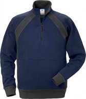 Fristads Sweatshirt Met Korte Rits 1755 Df - Marineblauw/Grijs - M