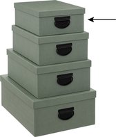 5Five Opbergdoos/box - 4x - groen - L28 x B22 x H11 cm - Stevig karton - Industrialbox