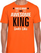 Bellatio Decorations Oranje Koningsdag t-shirt - awesome king - heren XL