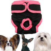 Hondenluier voor teefje/ Loopsheidsbroekje hond voor incontinentie en loopsheid - Luier maat S - zwart/roze