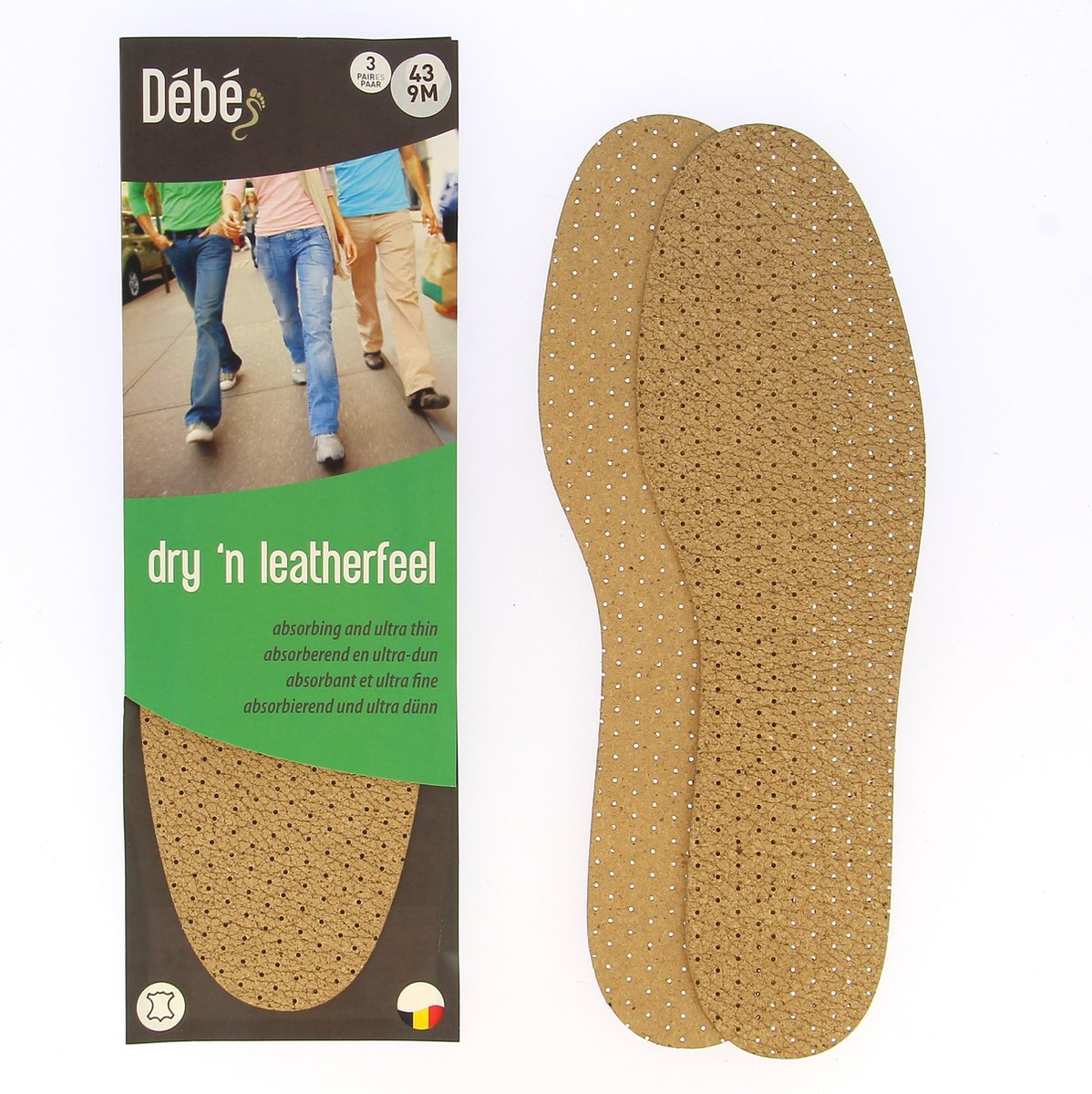 DEBE Dry'n leatherfeel - Vochtabsorberende inlegzool van ledervezel met natuurlatex - 35