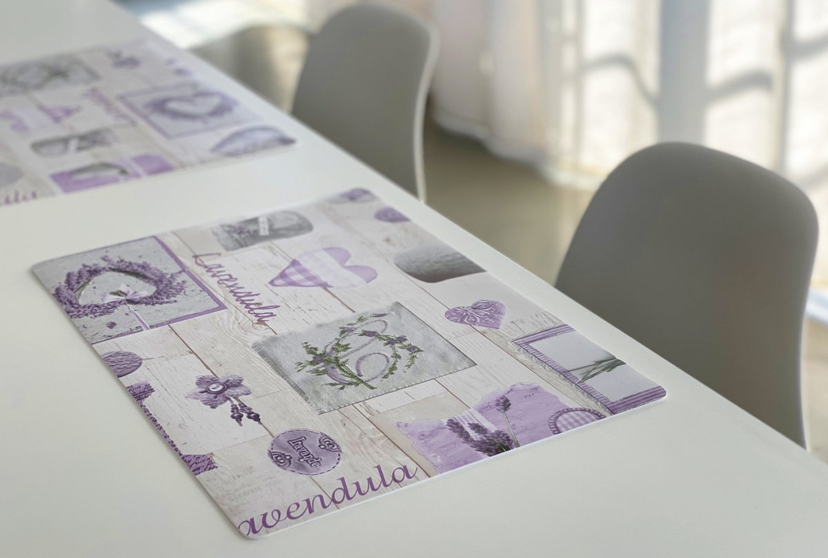 Luxe afwasbare placemat - rechthoekig 45cm x 31cm - Lavendel- Per set van 6 stuks