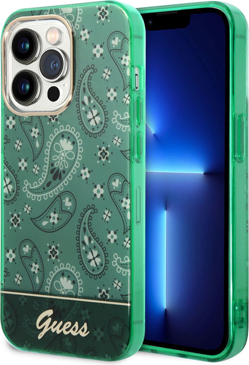 GUESS Apple iPhone 14 Pro Back Cover TPU-hoesje - Groen - Bescherm uw telefoon.