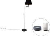 QAZQA ladas - Lampadaire Smart LED moderne | Lampe sur pied avec bras pivotant avec WiFi - 1 lumière - H 150 cm - Zwart - Salon | Chambre à coucher