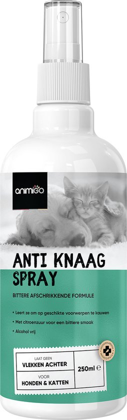 Animigo Anti Bijt en Knaag Spray voor honden en katten - 250 ml bitterspray - Tegen ongewenst knagen en bijten - 100% natuurlijk