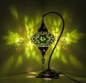 Lampe de table - Lampe mosaïque - Lampe turque - Modèle arc - Ø 19 cm - Hauteur 42 cm - Handgemaakt - Lampe marocaine - Lampe orientale - Authentique - Vert