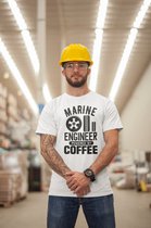 Rick & Rich - T-Shirt Marine Engineer Coffee - T-Shirt Electrician - T-Shirt Engineer - Wit Shirt - T-shirt met opdruk - Shirt met ronde hals - T-shirt met quote - T-shirt Man - T-shirt met ronde hals - T-shirt maat XXL