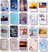 Cards & Crafts 20 Luxe condoleance wenskaarten Oprechte Deelneming - 16x11cm - gevouwen kaart met envelop