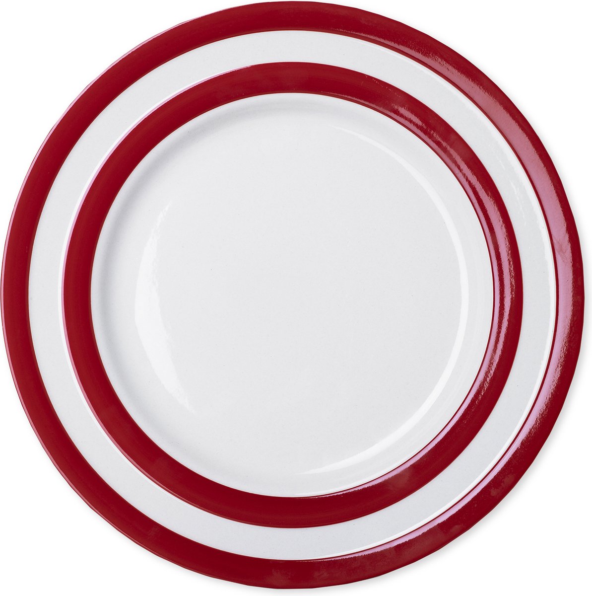 Cornishware Red - dinerbord - ⌀ 28cm - rood wit gestreept bord - handbeschilderd - Cornish Red