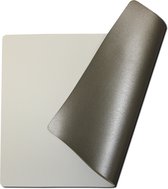 Placemats lederlook | Set van 4 | Dubbelzijdig Wit & Zilver | 30x43cm | Afwasbaar Kunstleer Leer Leder Kunststof