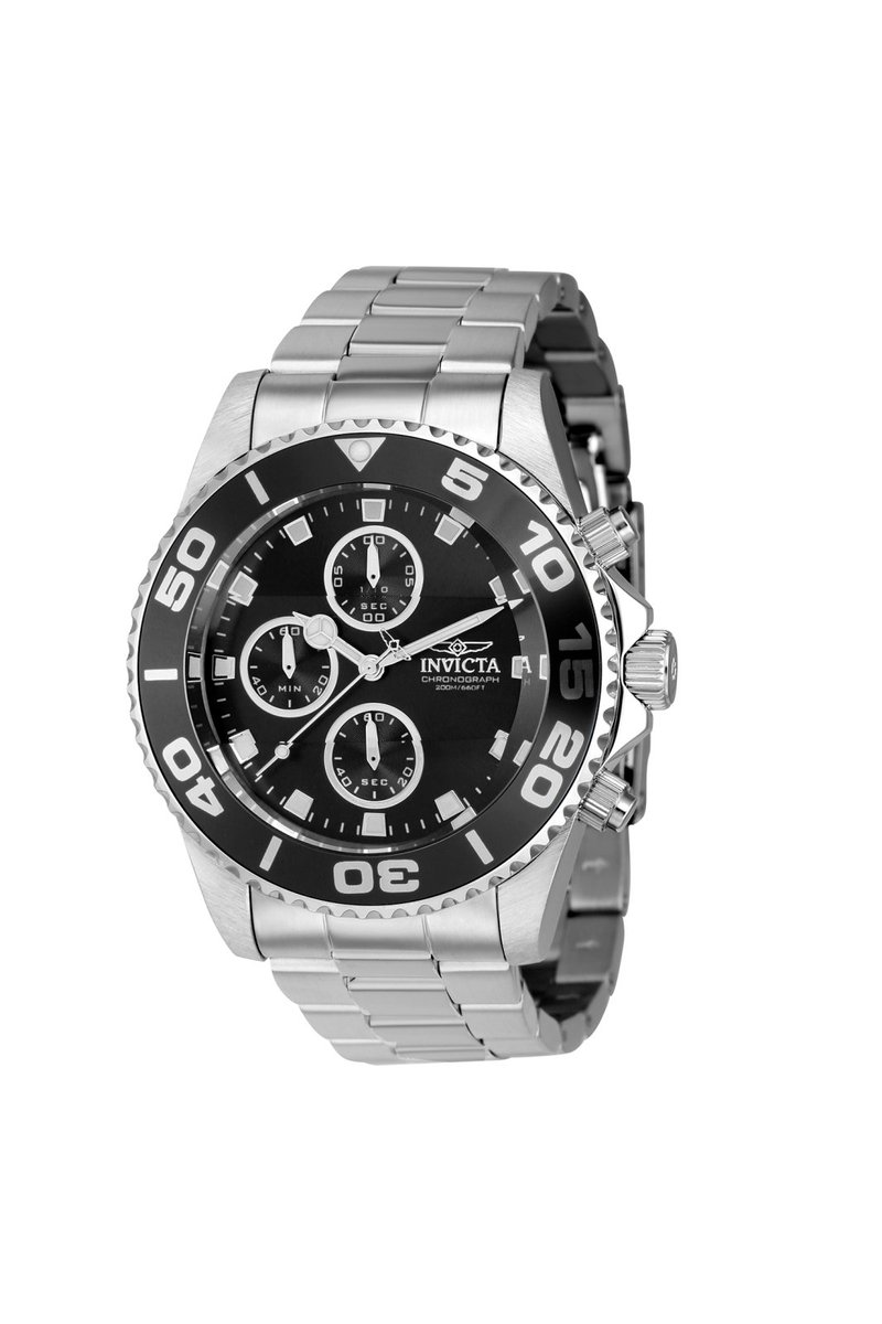 Invicta Pro Diver 43405 Heren Horloge - Waterdicht - Analoog - Quartz Uurwerk - Roestvrij Staal met zwarte Wijzerplaat - 43mm