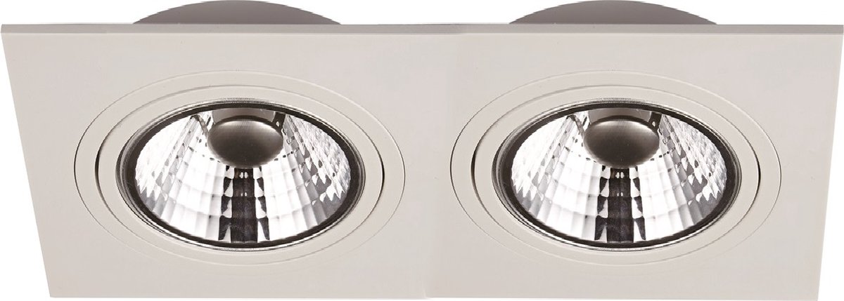 Zoom AR111 inbouwspot rechthoek wit, 2-lichts, incl. 2x AR111 12,4W 2700K, 180x350mm