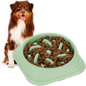 Relaxdays anti-schrokbak hond - 500 ml - voerbak tegen schrokken - slowfeeder bak hond - groen