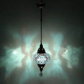 Hanglamp  Mozaïek Lamp Oosterse   Turkse  Marokkaanse Lamp Ø 13 cm Hoogte 53 cm  Handgemaakt  Blauw