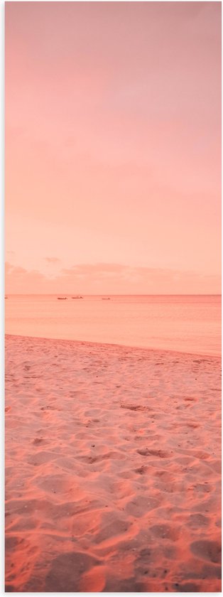 Poster (Mat) - Strand met Roze Gloed - 30x90 cm Foto op Posterpapier met een Matte look