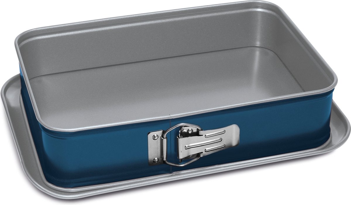 Guardini Xbake Springvorm - Cakeblik - Taartvorm - Cakevorm - Springvorm 24 cm - Springvorm Rechthoek - Bakvorm 24x7 cm - Staal - Blauw & Zilver