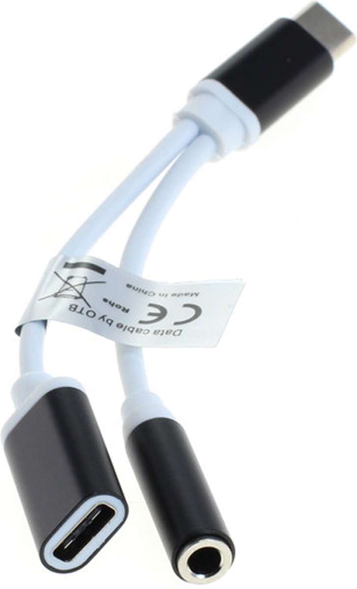 OTB USB-C naar 3,5mm Jack audio adapter met USB-C laadpoort - passief / wit - 0,15 meter