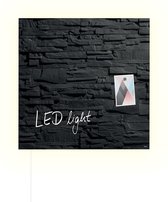 Sigel glasmagneetbord - Artverum - LED - 48x48cm - zwart leisteen - SI-GL404