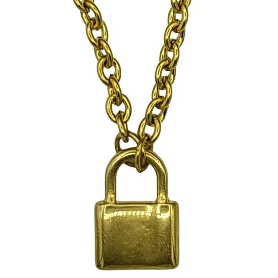 Tesoro Mio Michel - Collier avec fermoir - Acier inoxydable doré - Pendentif cadenas love - Longueur de la chaîne 50 cm, largeur 5 mm