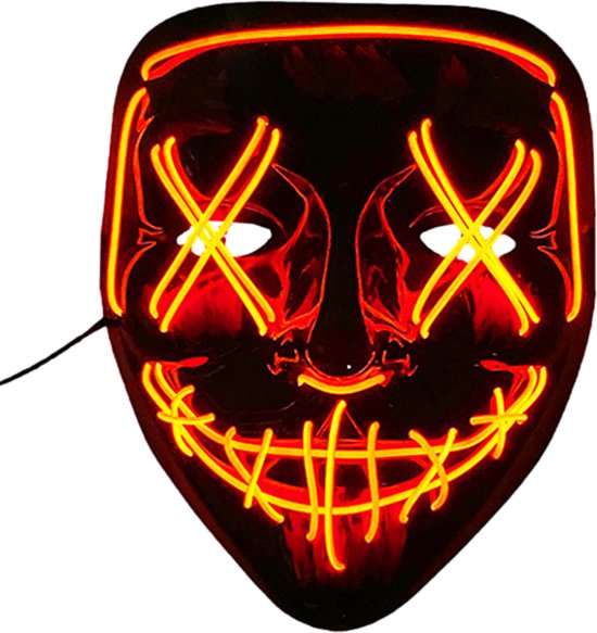 Verlicht Verkleedmasker Purge - Masker met LED verlichting - Anonymous Masker voor Festival, Halloween, Party