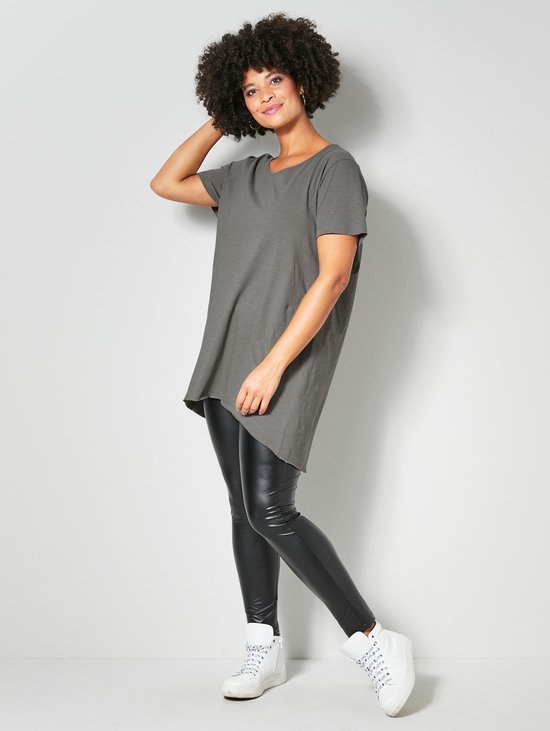 Sweat-shirt Femme Grandes Tailles Angel Of Style - Coupe Loose, Manche Rose, Message Smiley, Fentes Côté