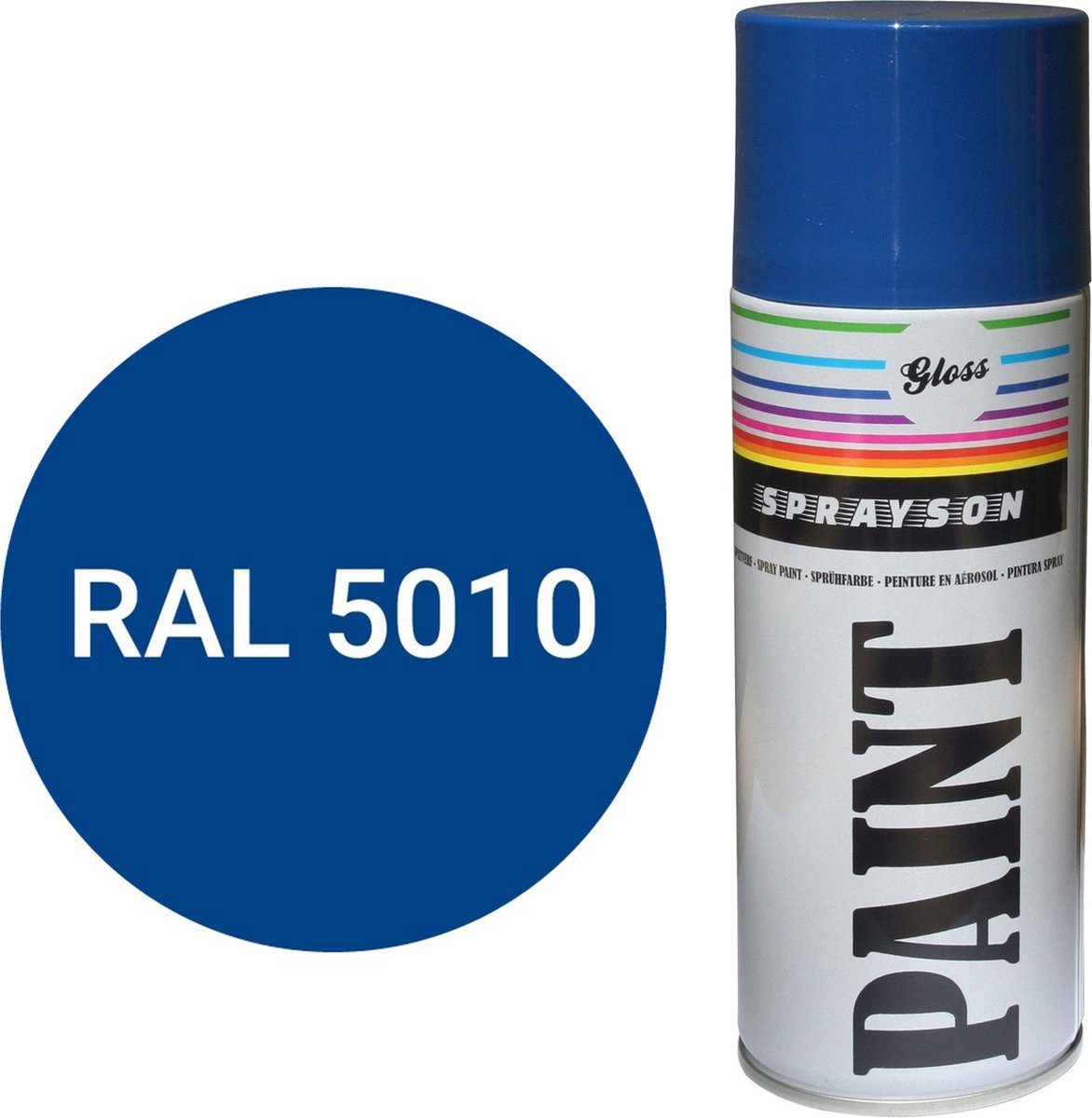 Sprayson Verf Spuitbus - Spuitlak - RAL5010 Hoogglans Blauw - 400 ml |  bol.com