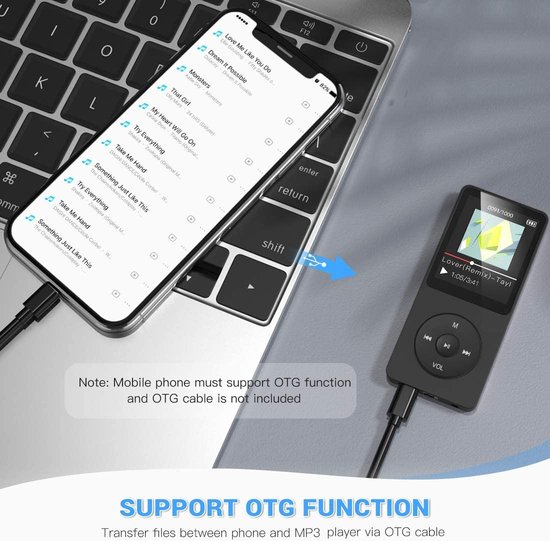 Reproductor MP3 con clip de 64 GB con Bluetooth, reproductor de música