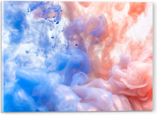 Acrylglas - Blauwe en Oranje Rook tegen Witte Achtergrond - 40x30 cm Foto op Acrylglas (Wanddecoratie op Acrylaat)