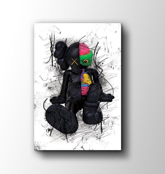 Poster op Hoge kwaliteit pvc - 40x50cm (zonder frame) - Wall street Art - Wanddecoratie - Canvas - Kaws Graffiti wallpaper - Uniek design