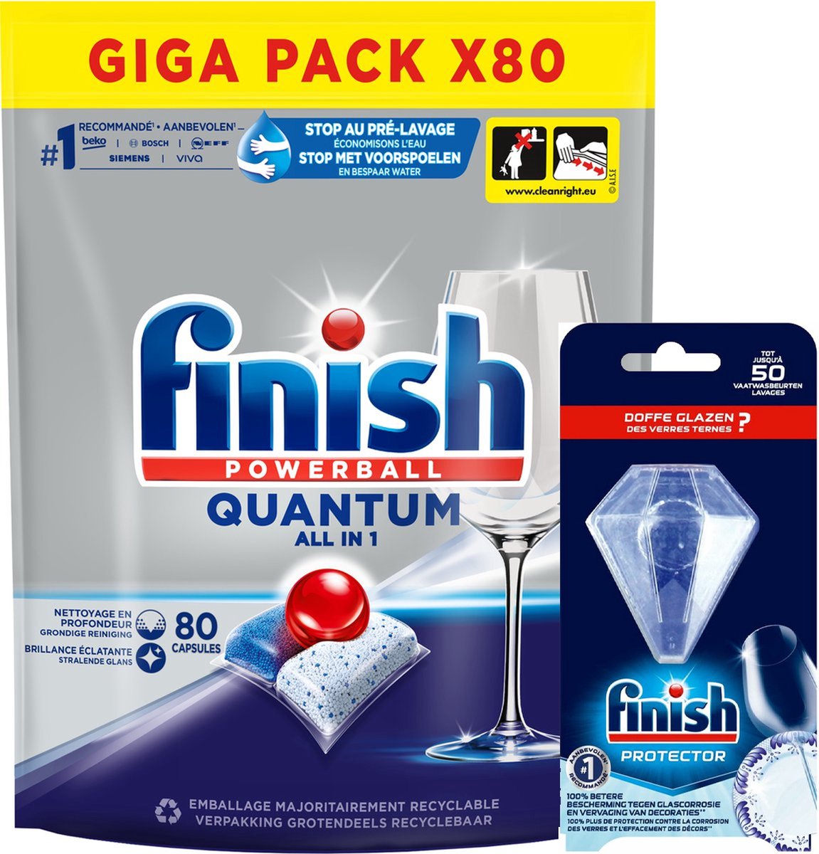 Finish Quantum Regular 80 tabs & Finish Glans Protector bol