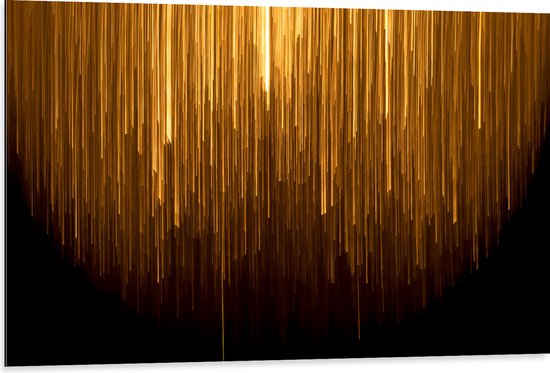 Dibond - Abstracte Gouden Strepen - 105x70 cm Foto op Aluminium (Met Ophangsysteem)