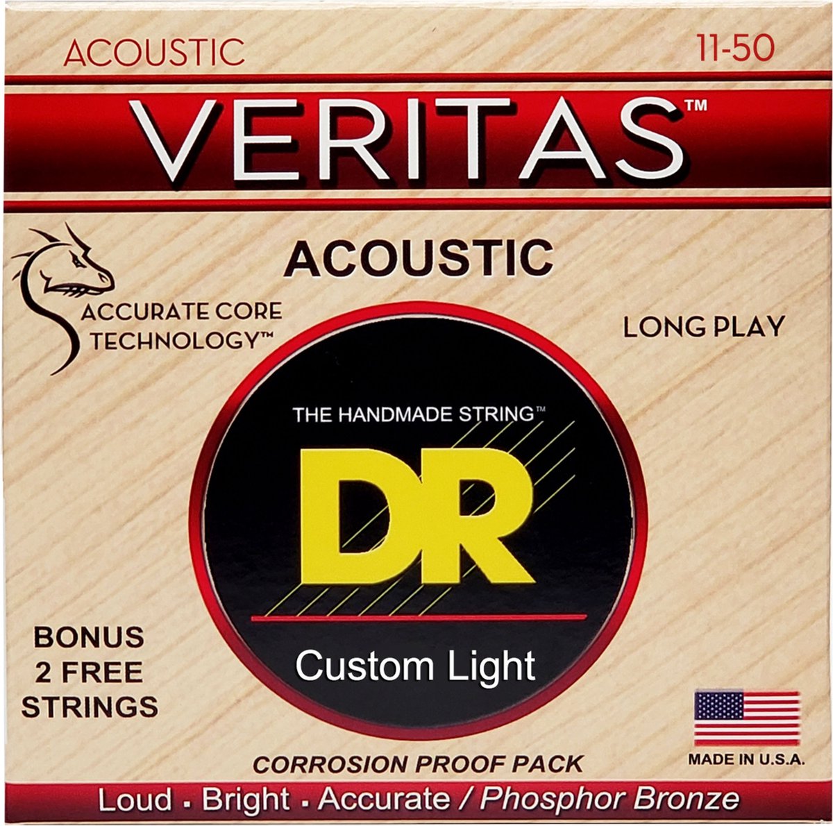 DR VTA-11 Veritas Coated Core Phosphor Bronze Acoustic Guitar Strings 11-50 - Akoestische gitaarsnaren